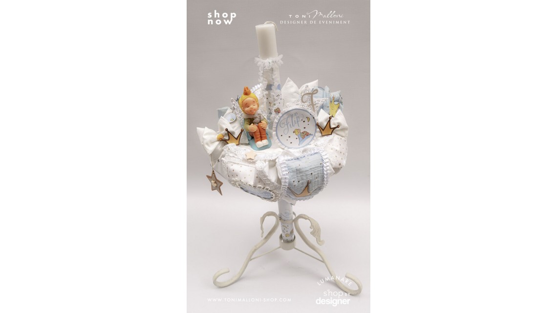 Lumanare botez Le Petit Prince cu figurina Micul Print lucrata manual 2